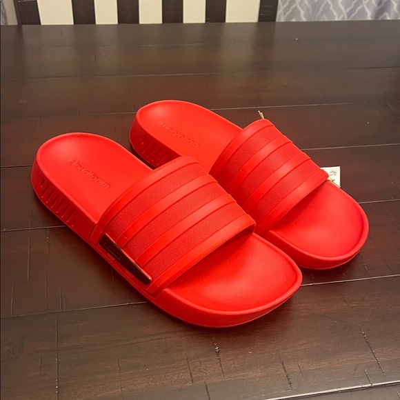 Adidas Racer TR Slides Sandals Shoes new red Mens Size 10 - Picture 2 of 14